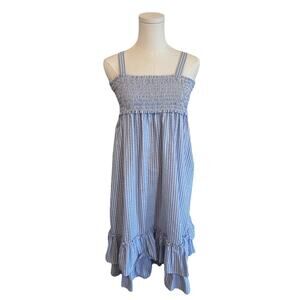 Bonnie Jean Girls Dress Sz 8 Blue Striped Seersucker Spring Maxi Summer Easter